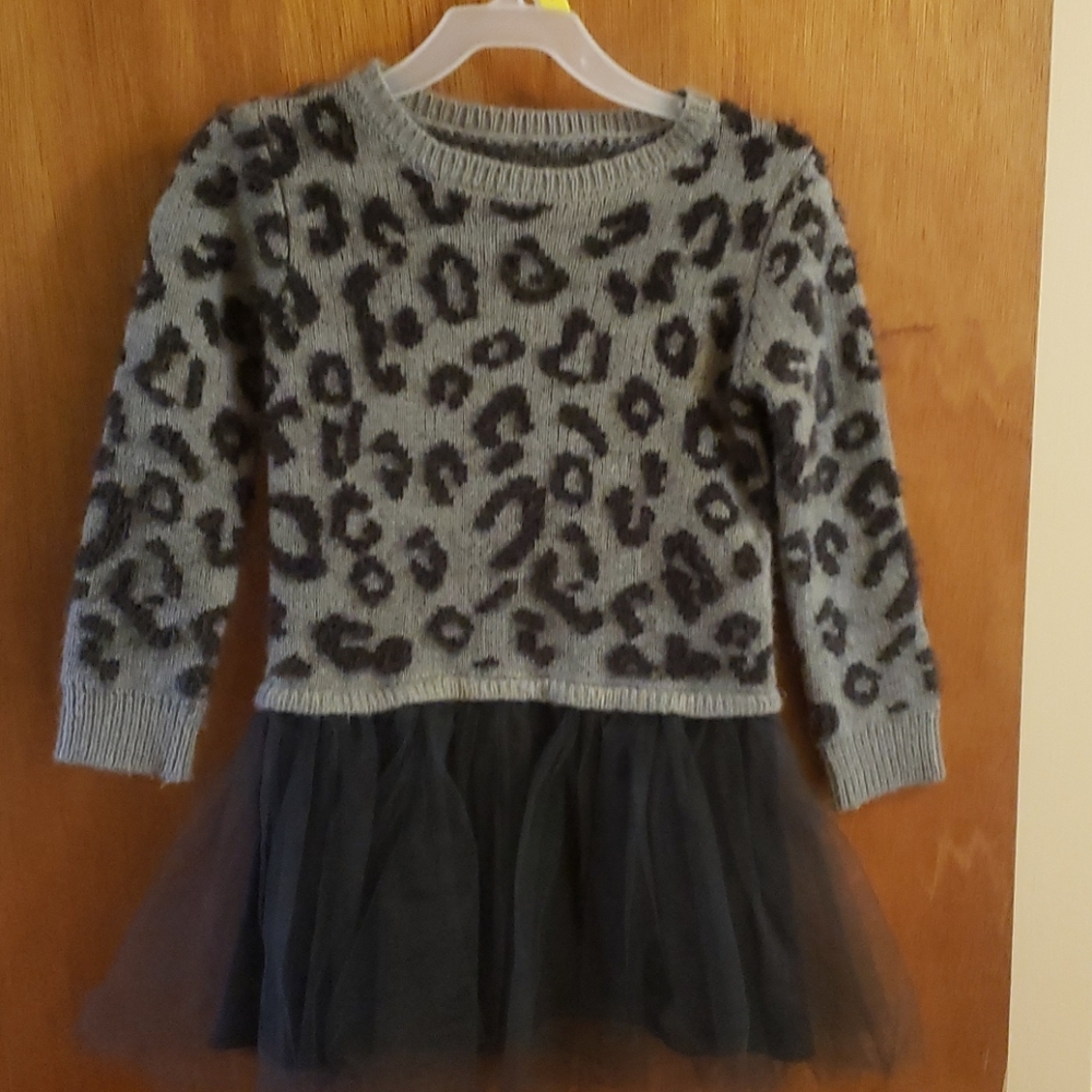 Art Class black gray leopard print sweaterdress 5T - Picture 1 of 6